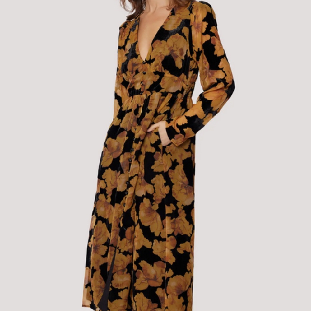 Dress With Pockets! Lost + Wander Massimo Velvet Burnout Shirtdress Small NWT
